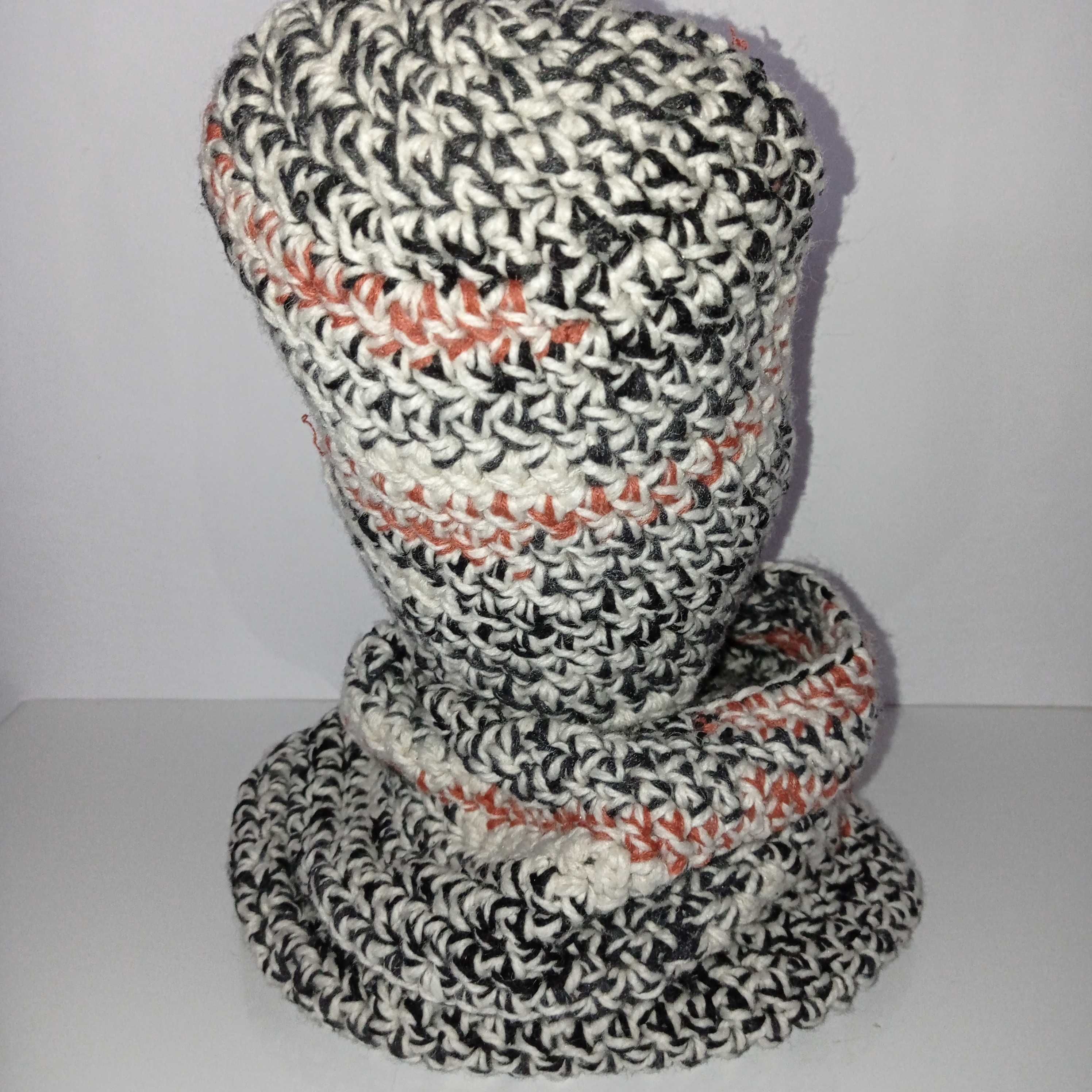 Zestaw Czapka + komin na szydełku handmade unisex beanie