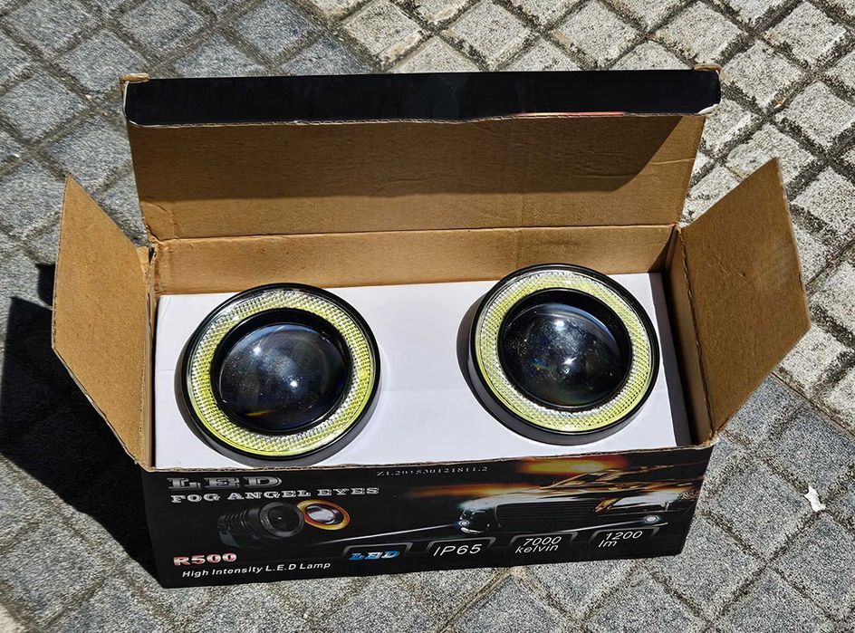 Luz nevoeiro led + luz presença led angel eye