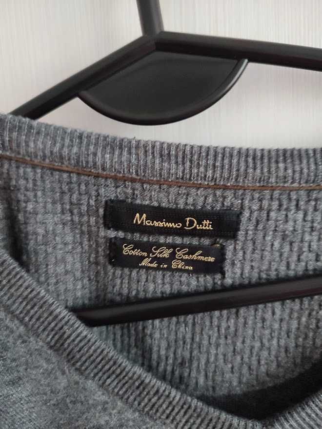 Cienki Męski Sweter Massimo Dutti Szary XL
