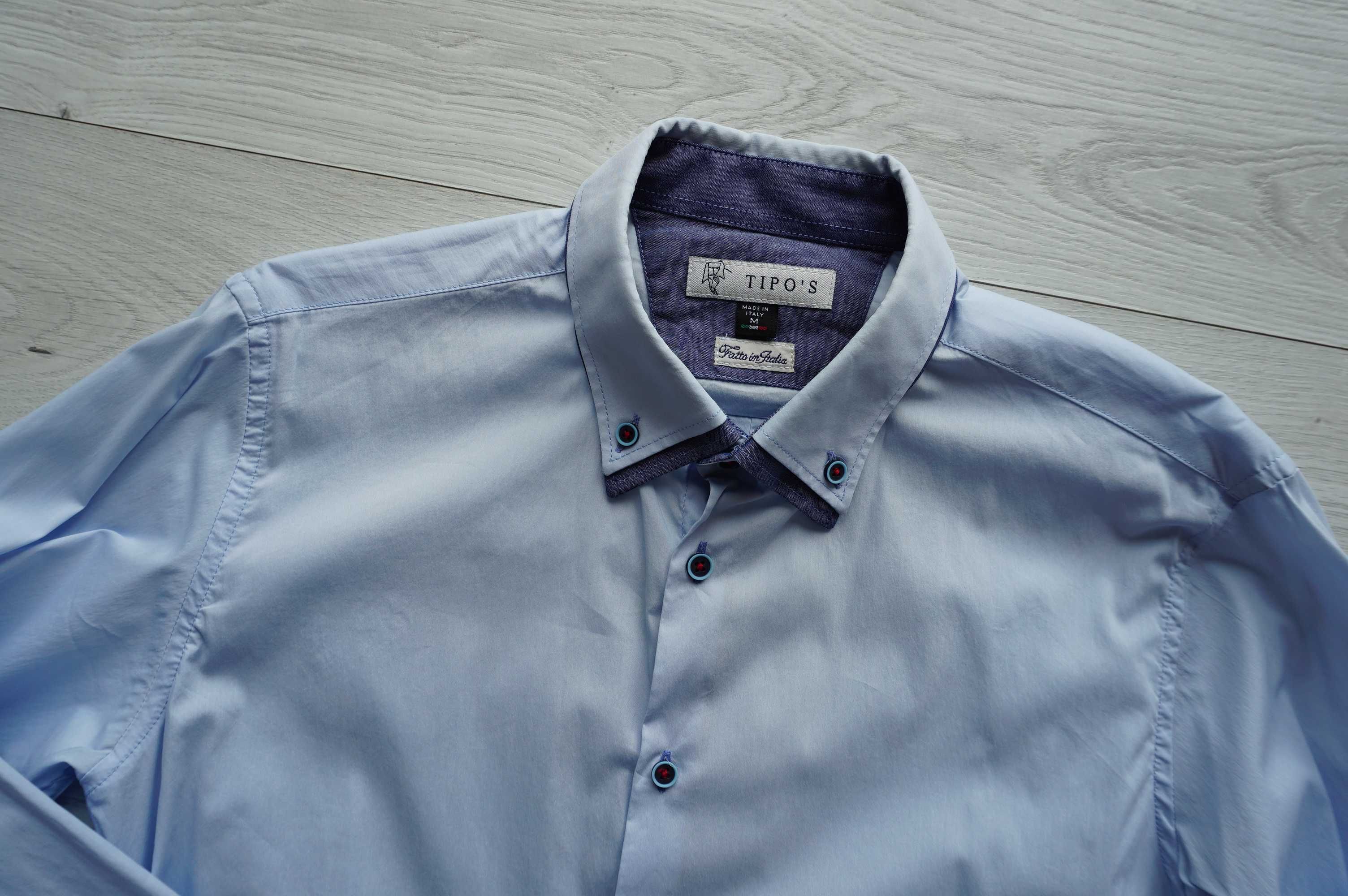 elegancka błękitna koszula do garnituru r.38~ Made in Italy