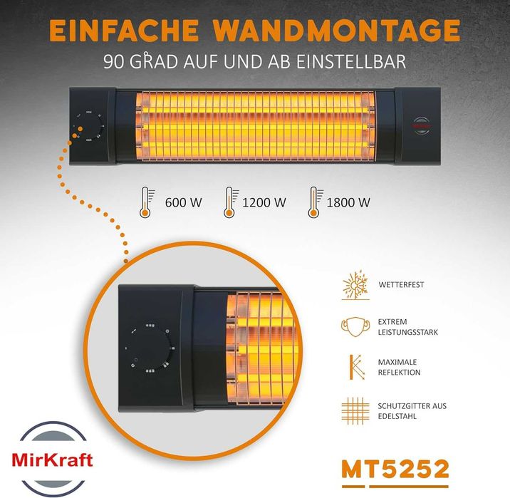 Promiennik podczerwieni zewnątrz/wewnątrz  MirKraft 1800W
