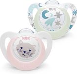 NUK Star Night & Day smoczek dla niemowląt 0-6m różowy kot 2szt