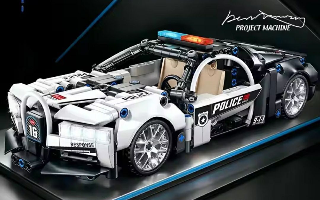Auto policyjne klocki kompatybilne z lego technics
