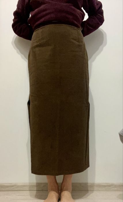 Шоколадна вельветова максі спідниця diadia L