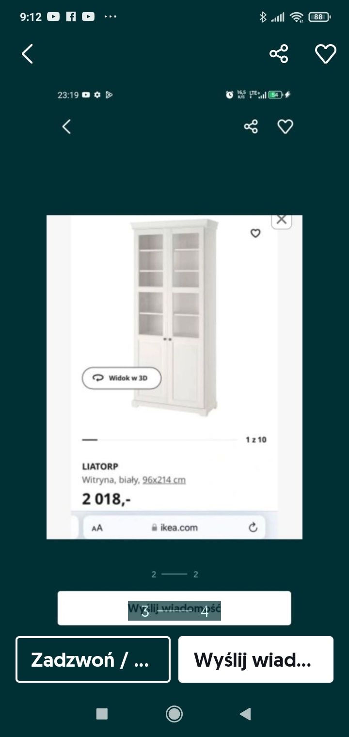 Witryna, witrynka szara Lilatorp Ikea