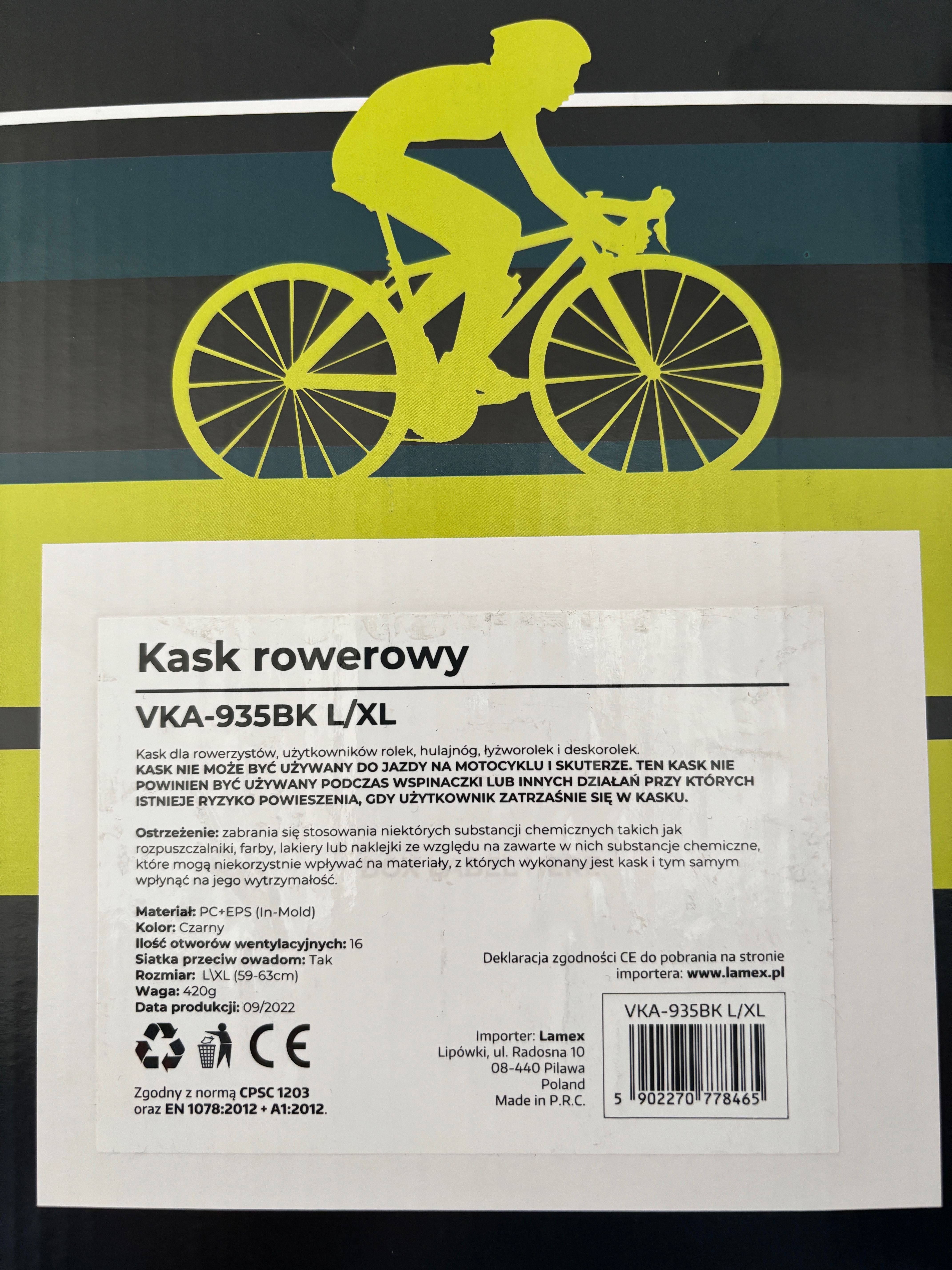 Kask rowerowy VOGEL VKA-935BK L/XL