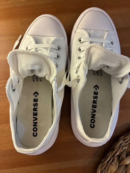 Białe wygodne Converse 38 24,5 cm na platformie