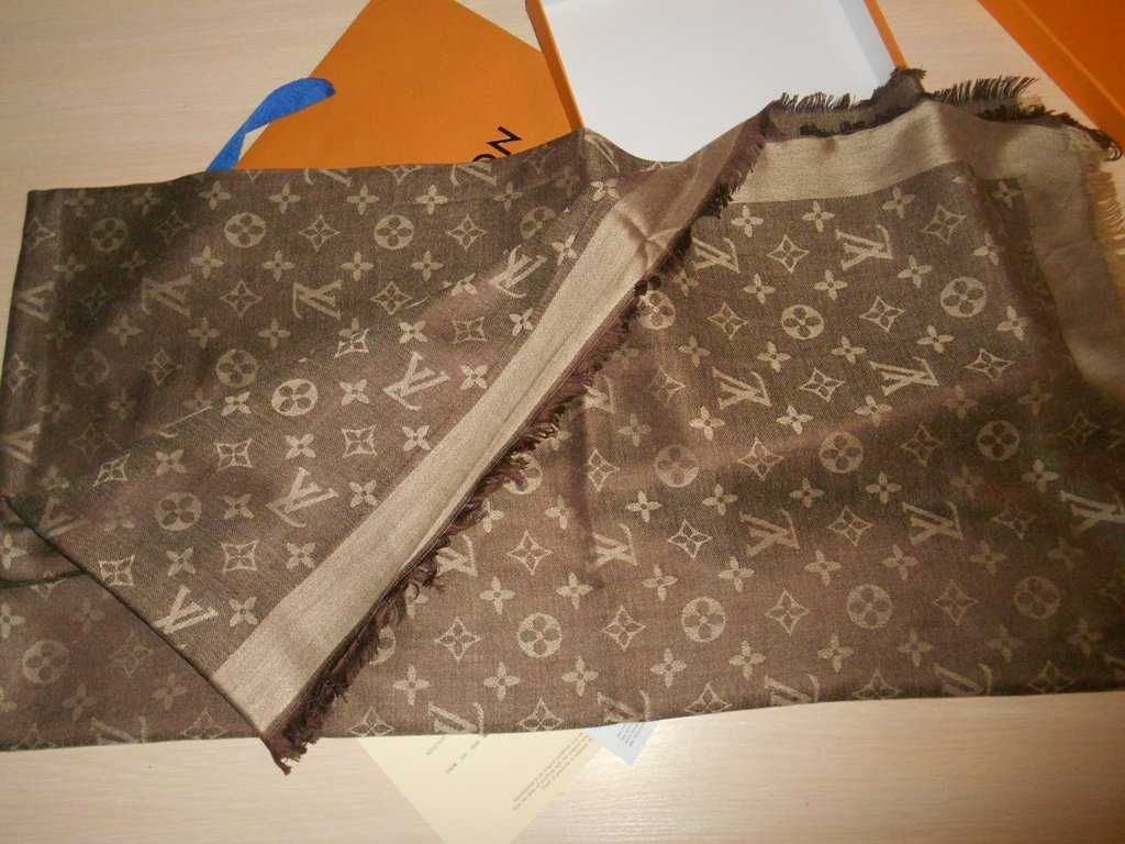 Louis Vuitton, Szal Szalik Chusta apaszka damski kasmir, Francja 80-32