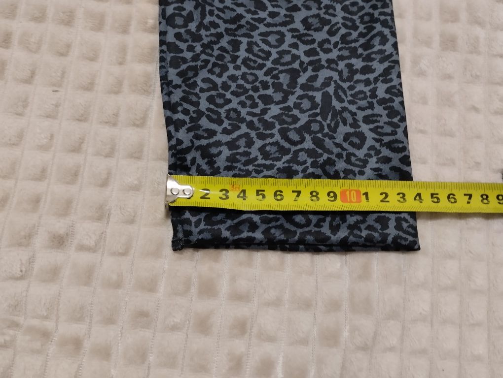 Spodnie legginsy getry w panterkę z wysokim stanem S/M