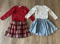 Spódniczki Coccodrillo 2 szt. + sweterki H&M 2 szt. 104