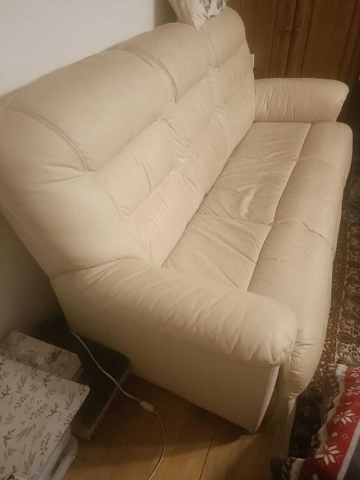 Skórzana sofa plus dwa fotele