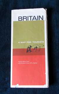 Mapa turístico Reino Unido (1964/65) com Londres e Edimburgo