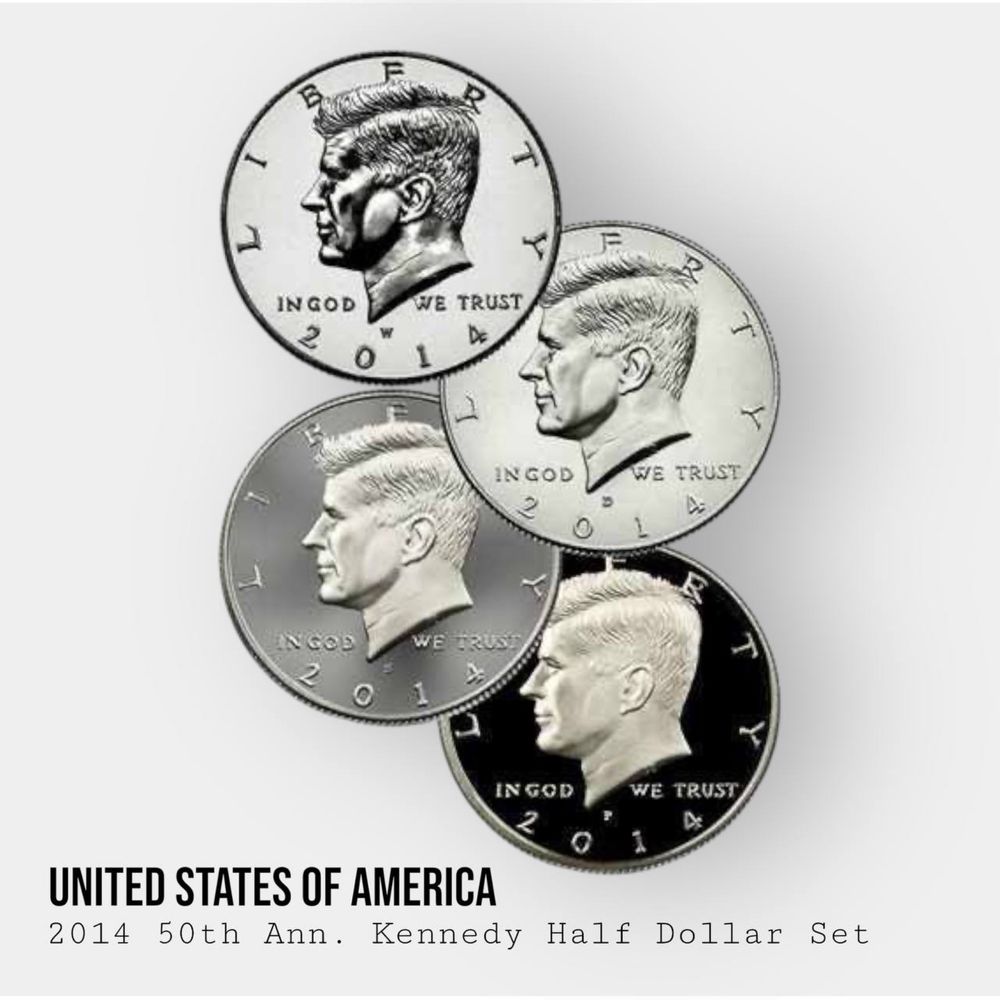 2014 • Ювілейний Срібний Набір • Kennedy Half Dollar • 50th Ann. Set