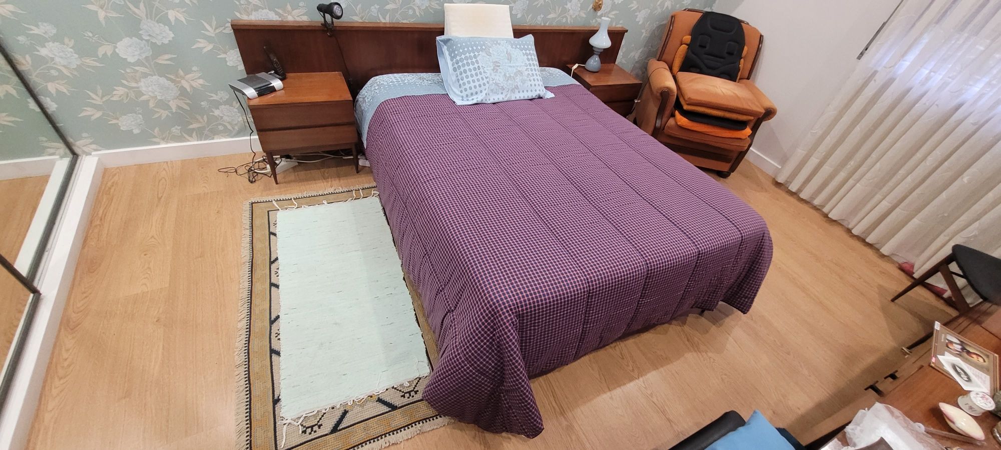 Cama casal, madeira, vintage