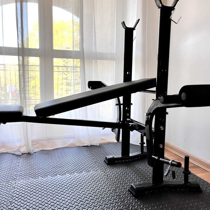 Zestaw Do Ćwiczeń 128kg Siłownia Ławeczka Hantle Sztanga Obciążenia