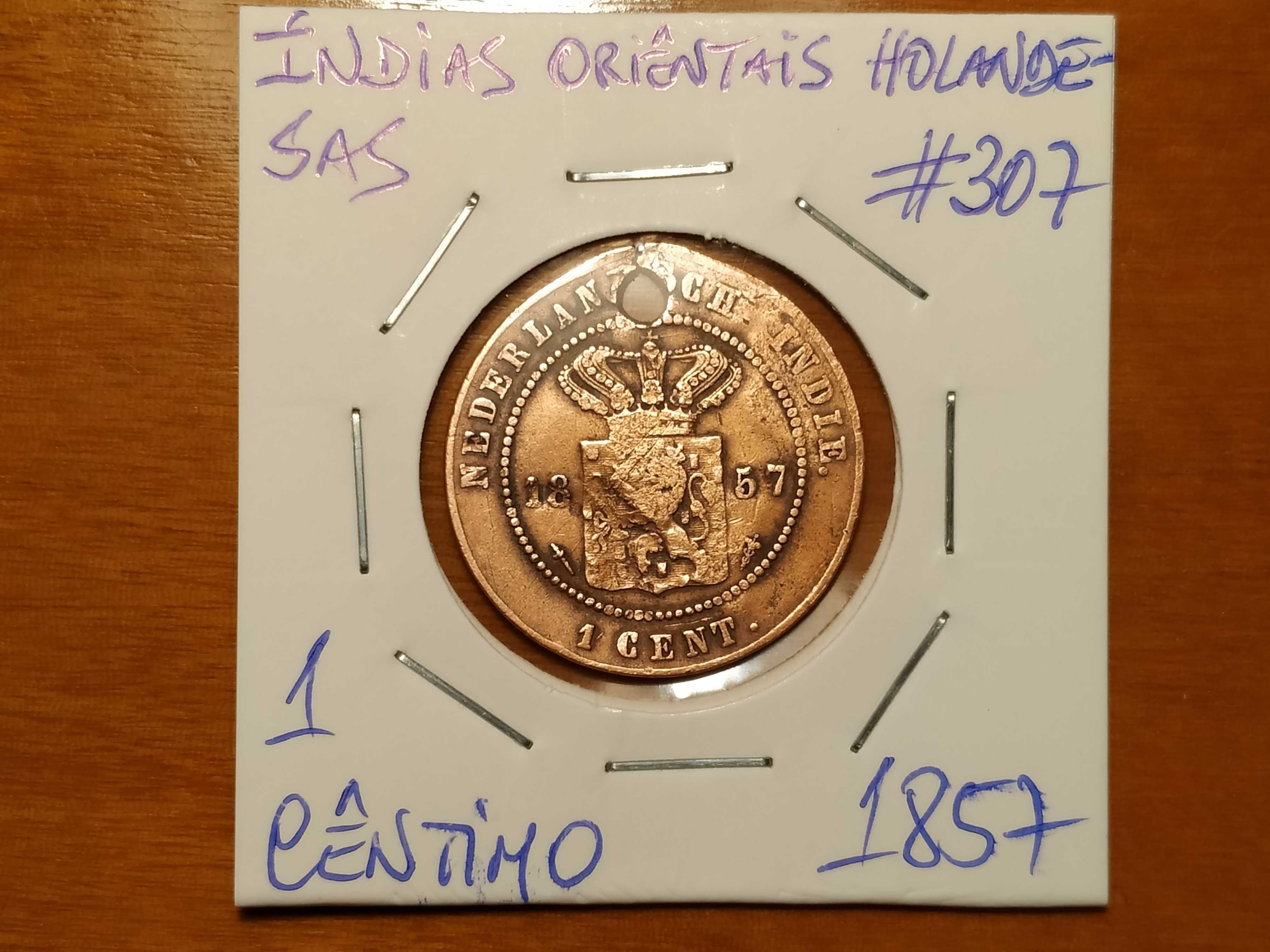 índias orientais Holandesas-Moeda de 1 cêntimo de 1857 (com furo)