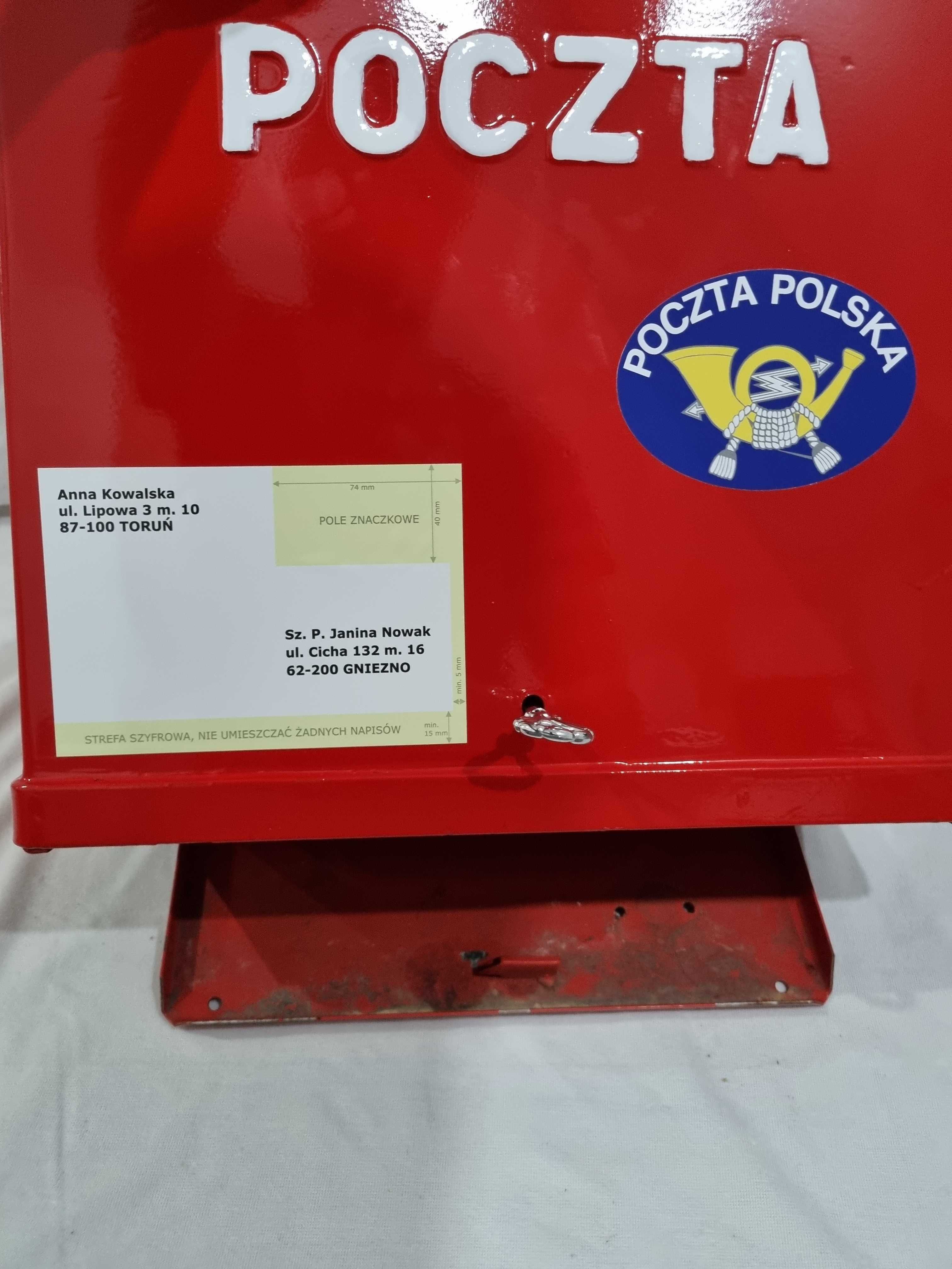 Skrzynka Pocztowa Poczta-Polska, oryginalna, PRL, Duża z kluczem