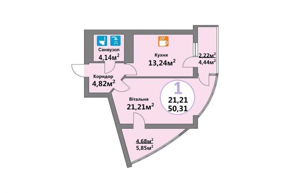 Продаж 1 кімнатної квартири, вулиця Тракт Глинянський, новобудова