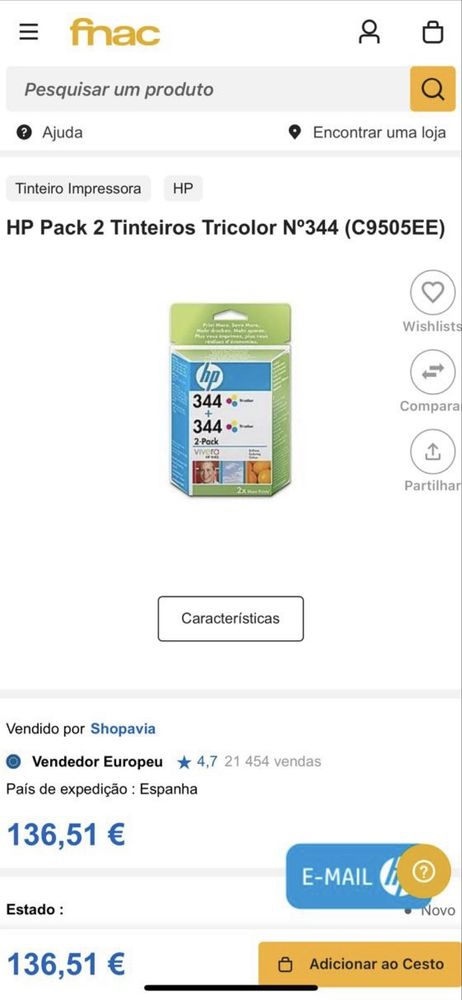 Tinteiro a cores HP 344