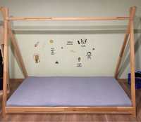 Lóżko dla dziecka z materacem dziecięce tipi namiot drewniane 180x90
