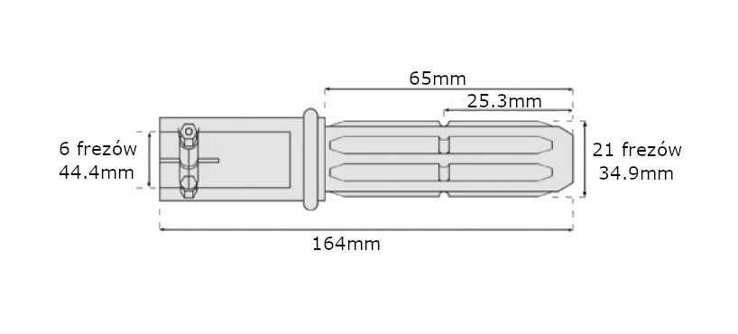 Adapter redukcja wałka WOM 6 frezów 44,4mm / 21 frezów 34,9mm