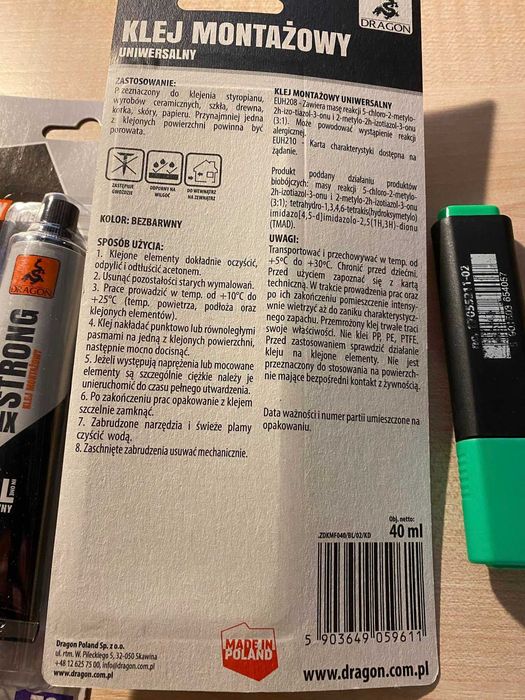 Klej Montażowy FIX STRONG Płynny gwóźdź Dragon -2szt SUPER Tanio-11 zł
