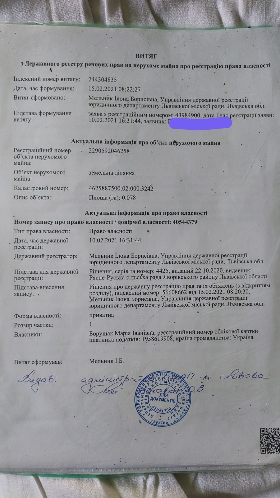Продаж земельнї ділянки