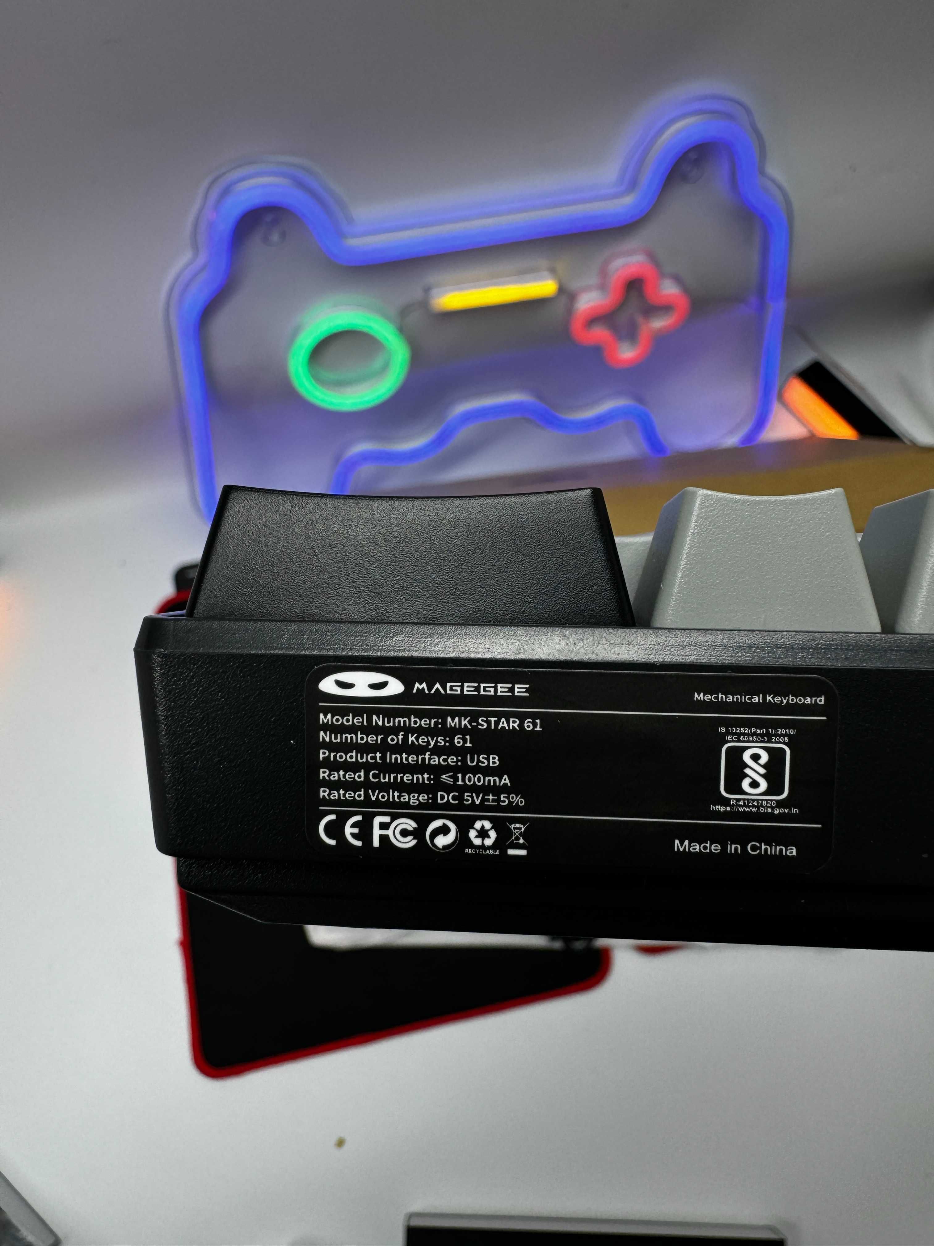 Механічна ігрова клавіатура MageGee 60%, дротова mk star 61 Compact