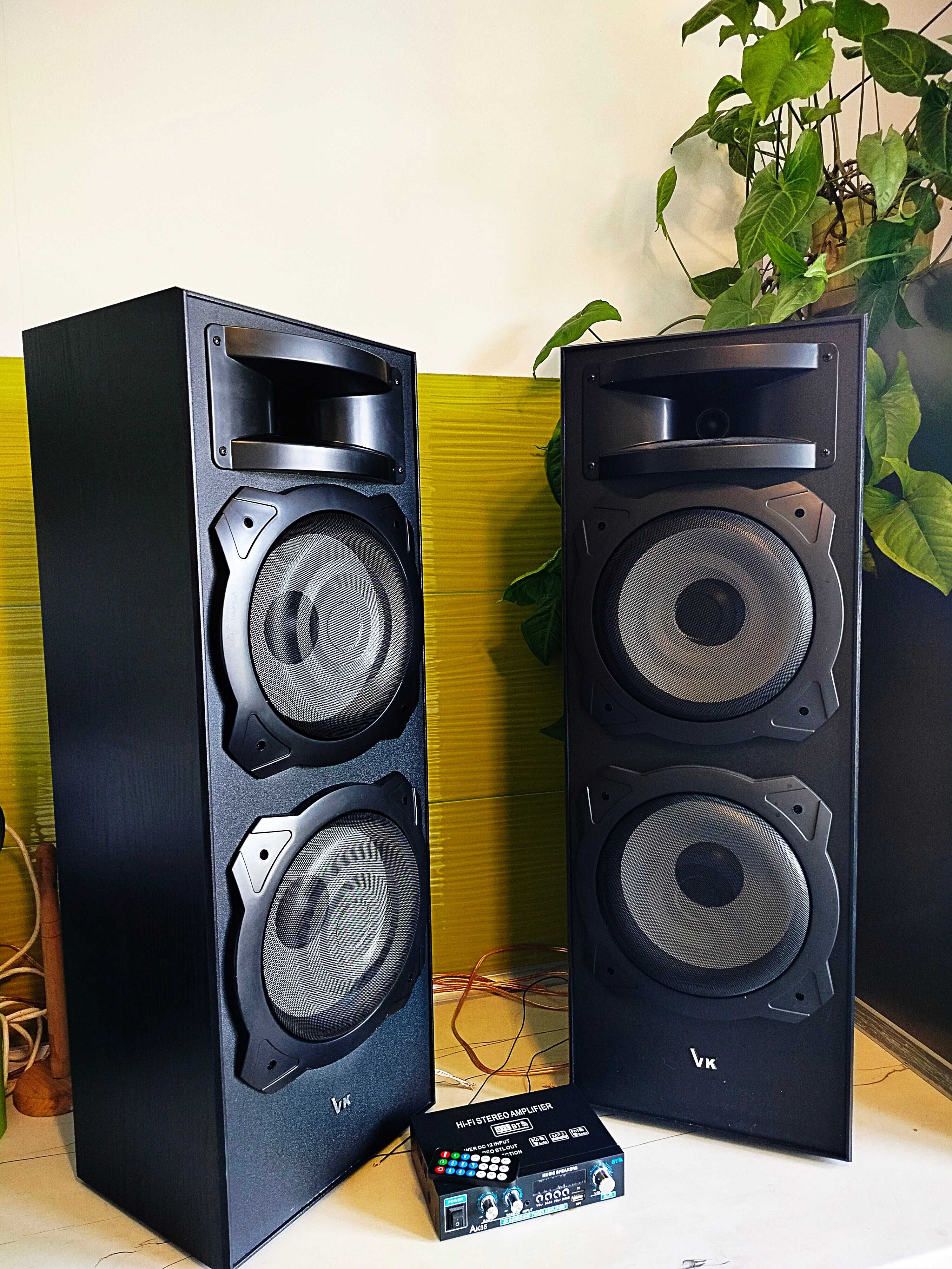 Duże kolumny VK 212E plus wzmacniacz z radiem i bluetooth-pilot
