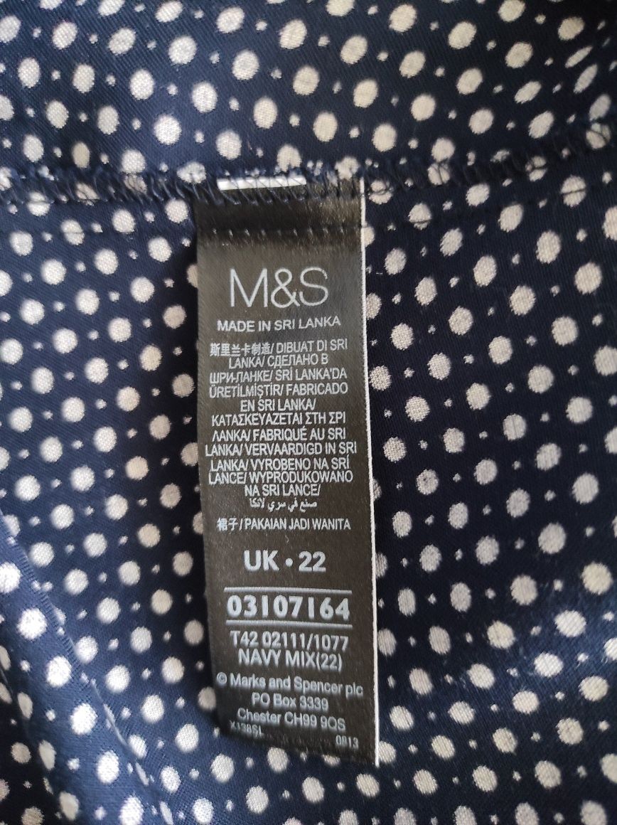 Натуральное легкое платье в горошек от m&s большого размера