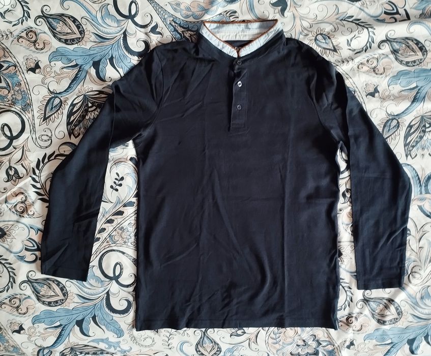 Granatowa koszula męska Livergy M (48/50) • 100% bawełna • ze stójką i