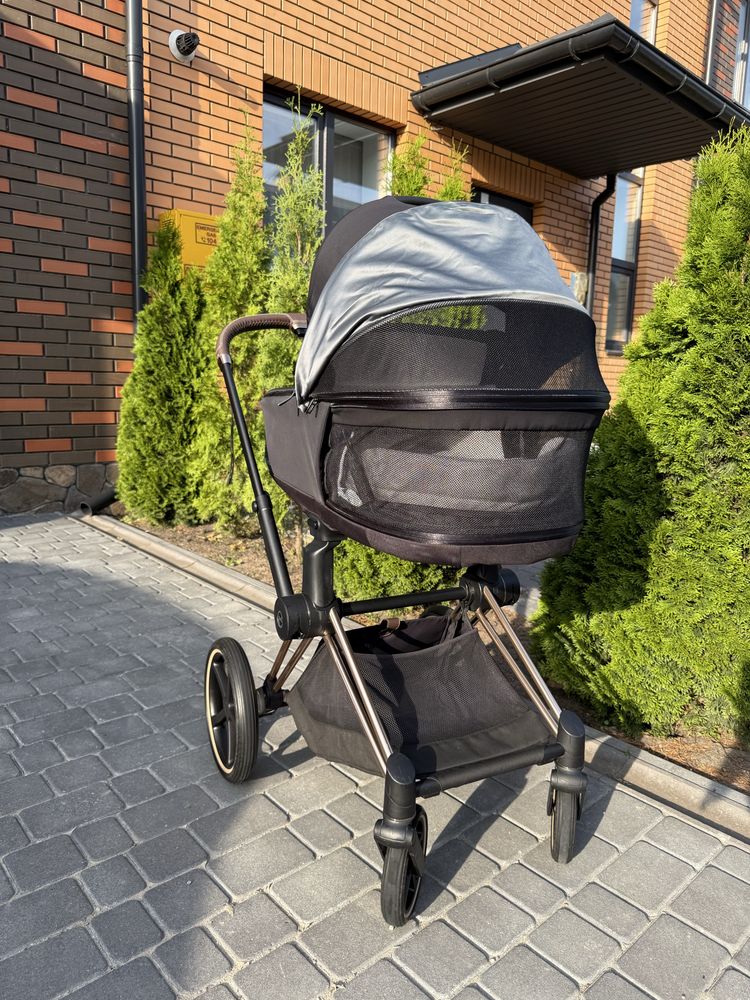 Коляска Cybex Priam 4.0 Sepia Black шасі Rosegold 2 в 1