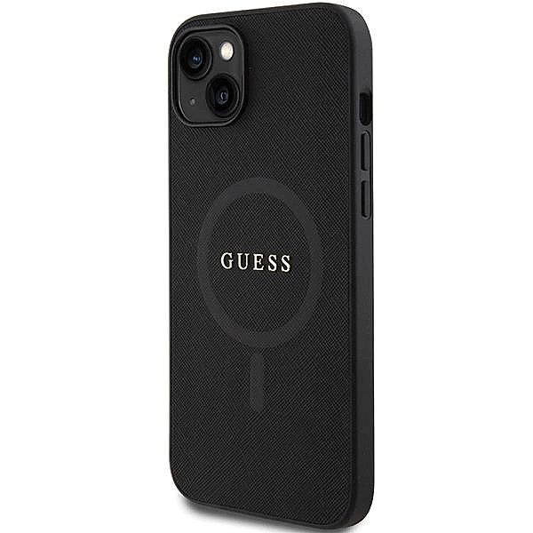 Etui Guess Saffiano MagSafe do iPhone 15 Plus - czarne