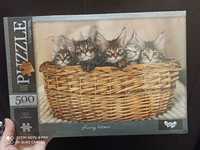 Пазл на 500 деталей кошенята котята котики в корзині