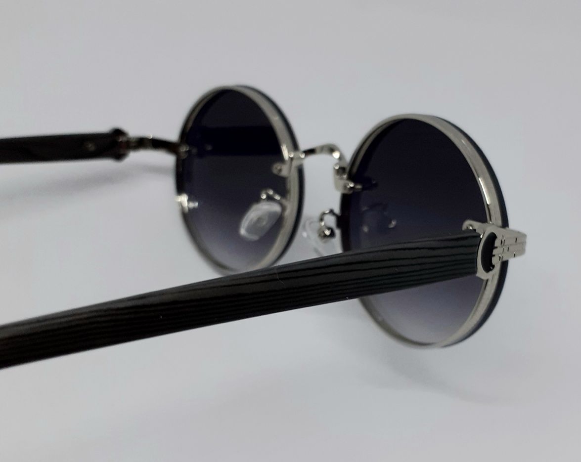 Cartier модные очки унисекс круглые черные градиент в серебр металле