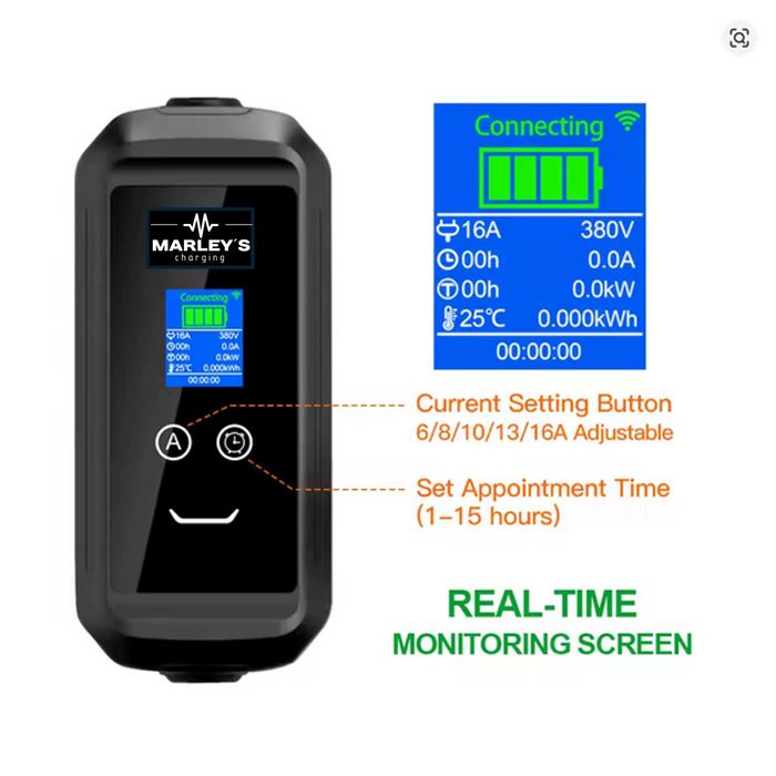 Carregador Portátil 11 kw - 16A - Sup. Parede - WI-FI e APP - 7 METROS