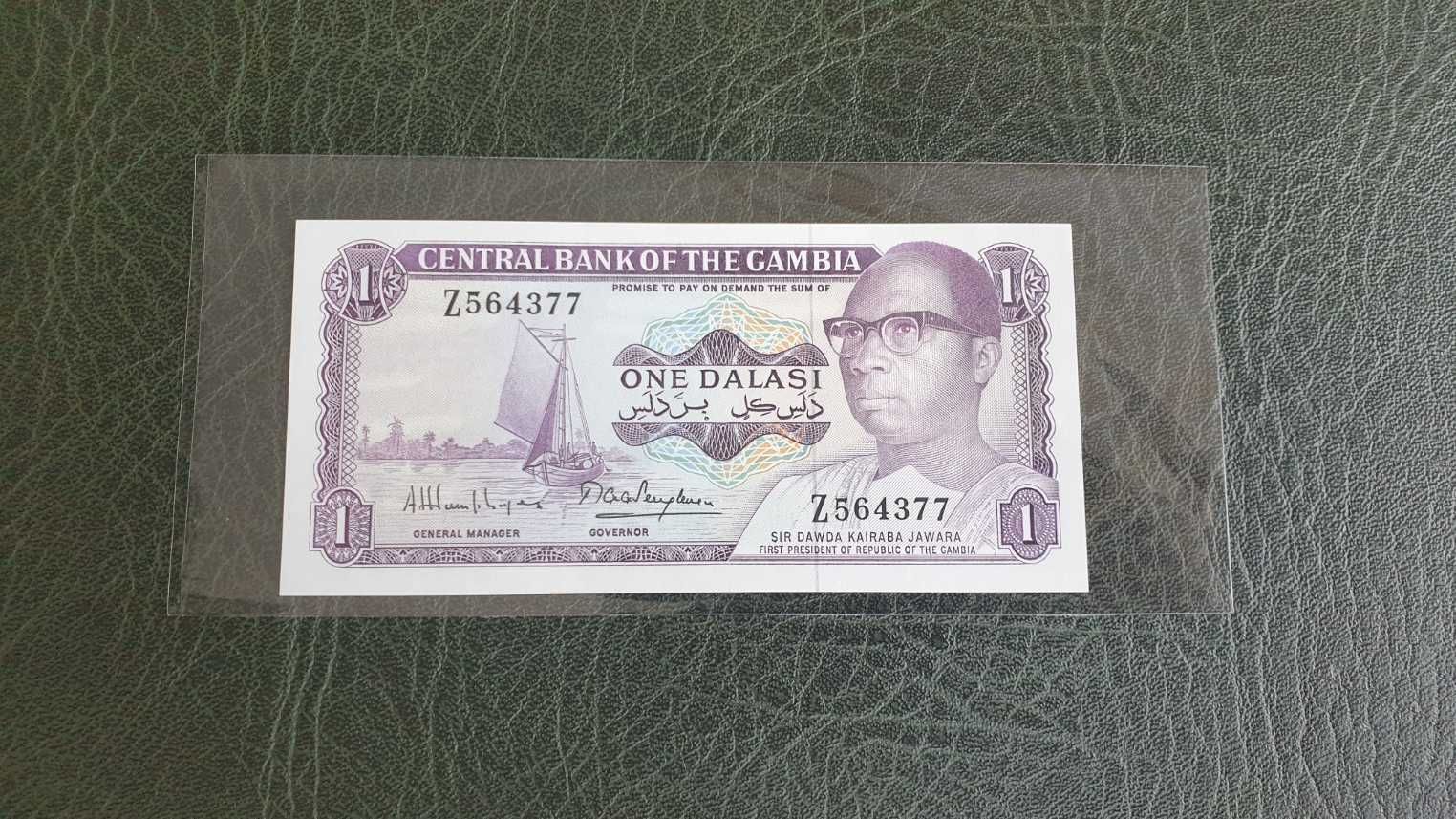 Banknot Gambia 1 Dalasi 1987 UNC prefix Z