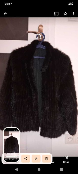 Naturalne futro z norek, norki kurtka czarne, S M L  czarne