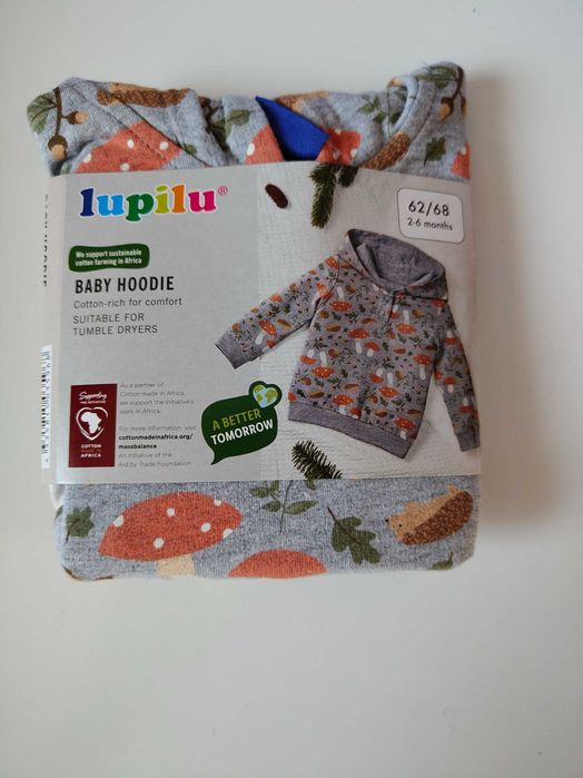 Bluza przez głowę z kapturem niemowlęca
