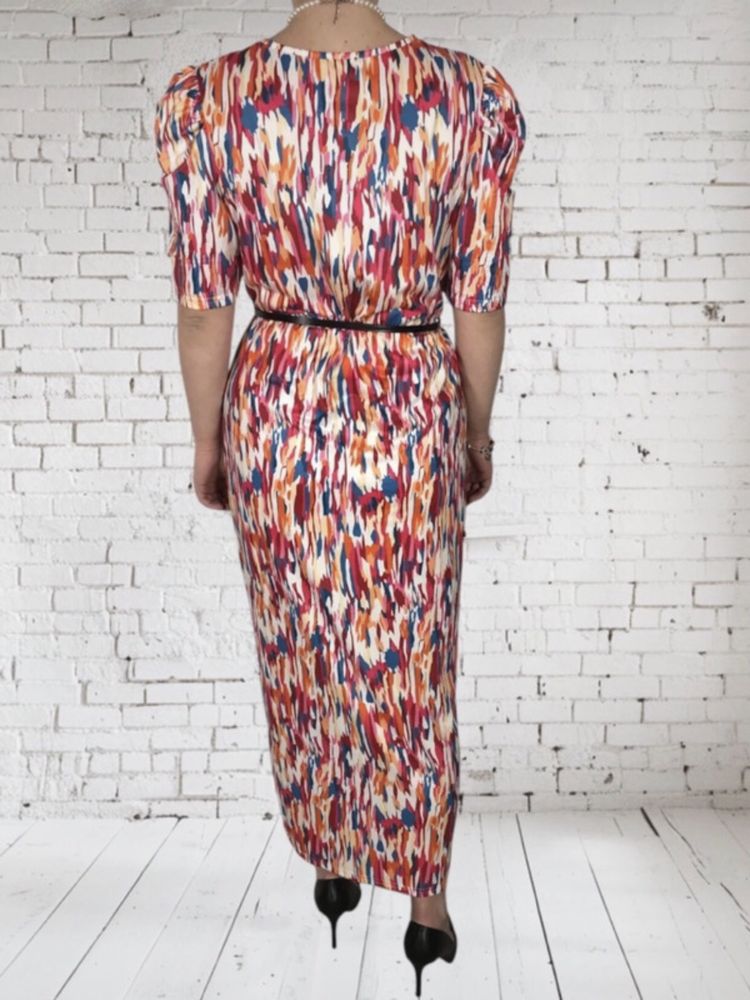 Nowa kolorowa sukienka plus size na co dzień wiosne krótki rękaw 4XL
