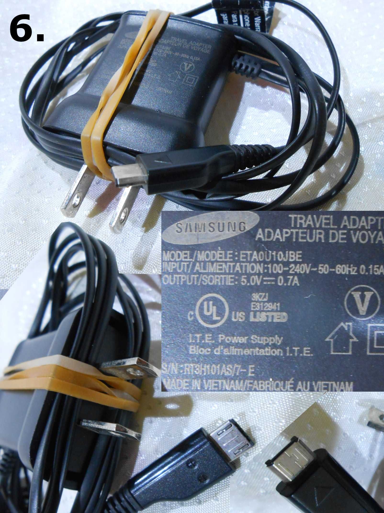 6 шт Старые зарядки Nokia Samsung LG micro USB тонкая S20-Pin