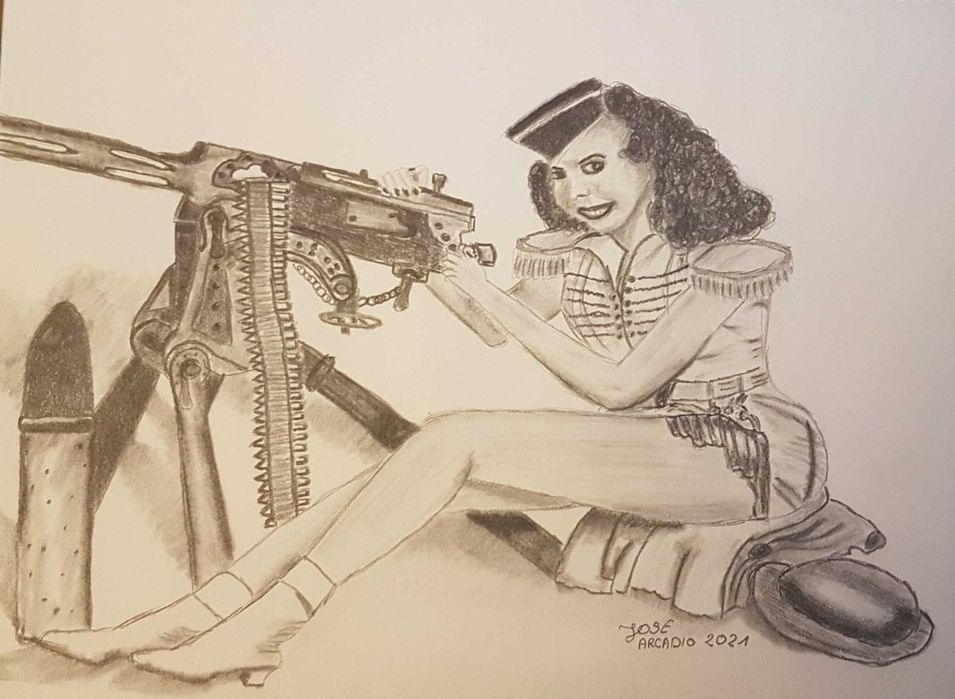 Rysunek Pin up Girl ołówek format A4