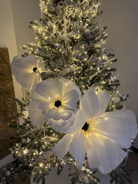 Квіти на ялинку, квіти для декору вітрин