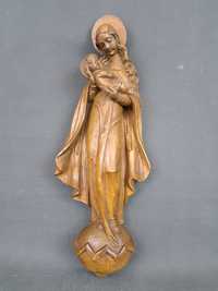 Matka Boska z Dzieciątkiem, rzeźba drewniana, wisząca wys. 41 cm