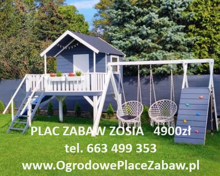 wiele modeli, BEZ CZEKANIA drewniany PLAC ZABAW 2 huśtawki, ślizg+gont