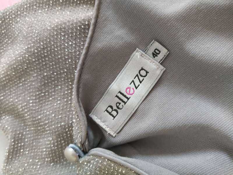 Elegancka sukienka na wesele komunię szara srebrna Bellezza 36/38