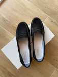 Buty mokasyny półbuty czarne skórzane zamsz 38
