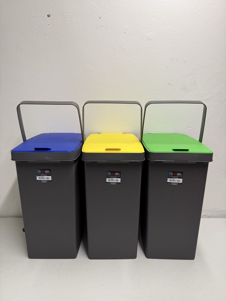 Kosze do segregacji 3 sztuki szkło papier plastik
