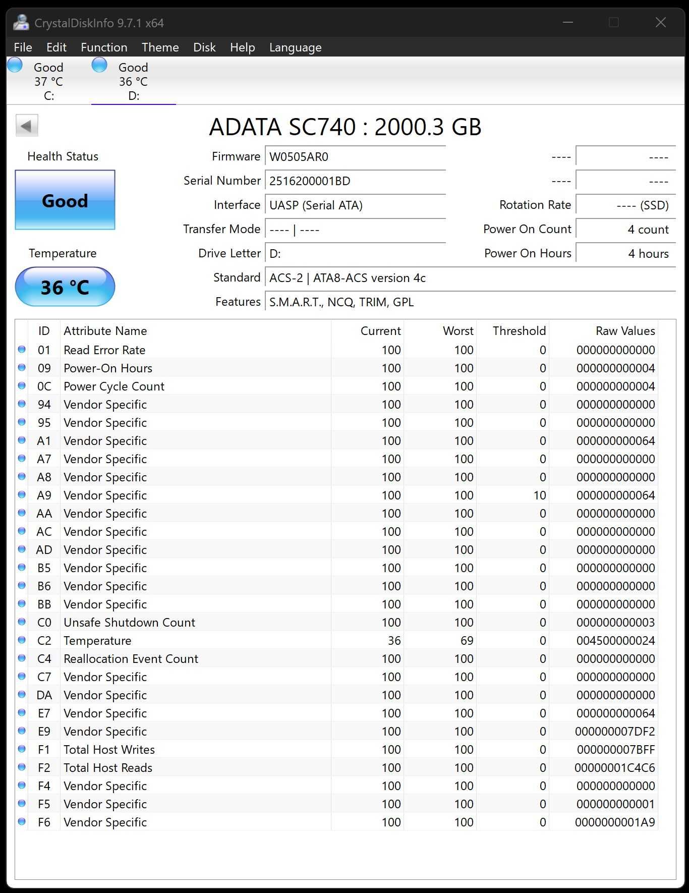 Dysk przenośny ADATA SC740 2TB USB 3.2