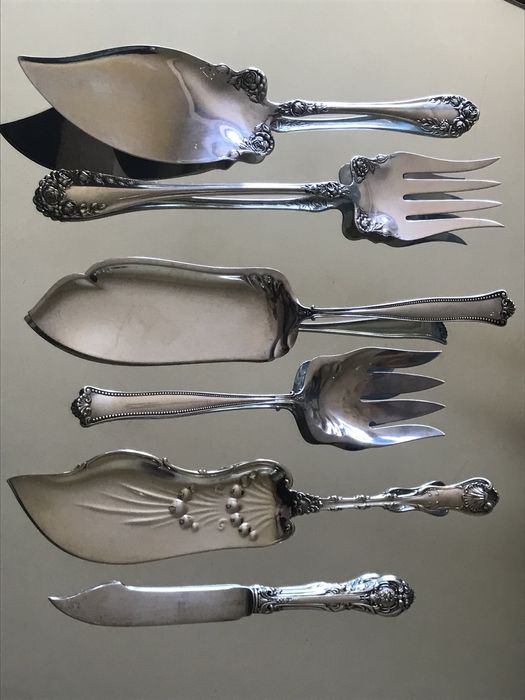 Столовое серебро (925) GORHAM/WALLAS антикварный набор  для рыбы